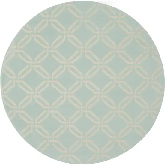 5' Beige and Green Trellis Round Rug Photo 1
