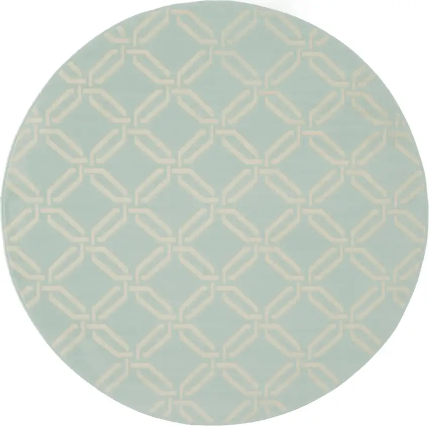 5' Beige and Green Trellis Round Rug Photo 1