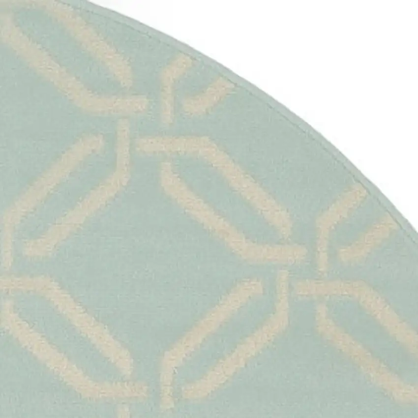 5' Beige and Green Trellis Round Rug Photo 4