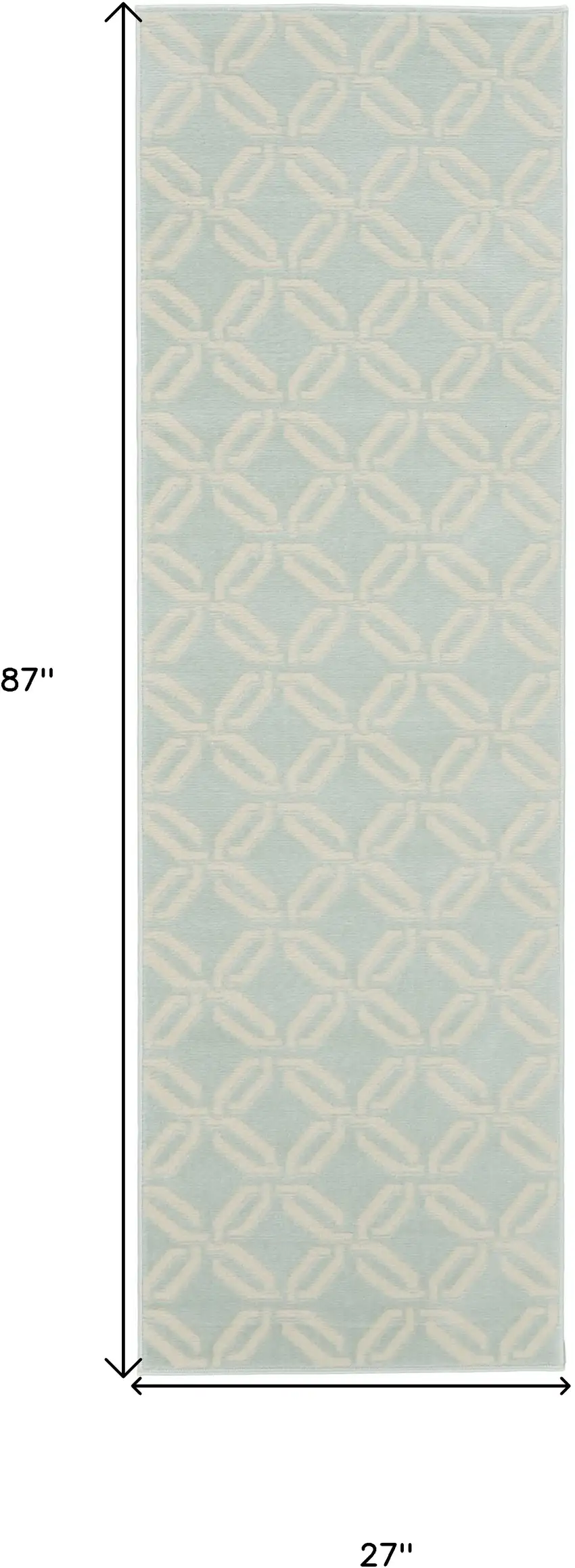 7' Beige and Green Trellis Runner Rug Photo 3