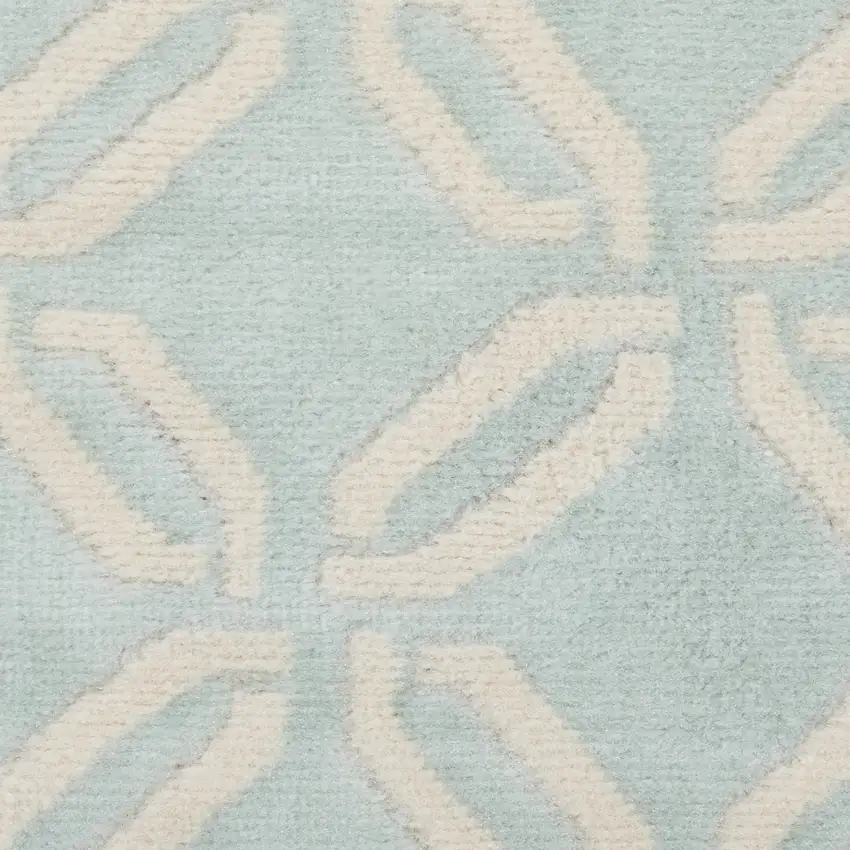 7' Beige and Green Trellis Runner Rug Photo 4