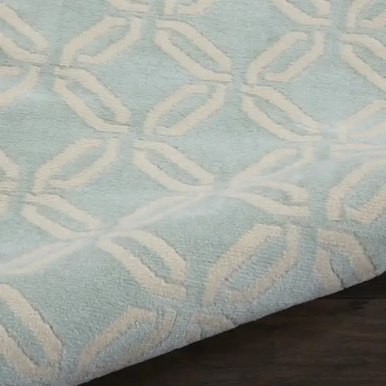 7' Beige and Green Trellis Runner Rug Photo 9