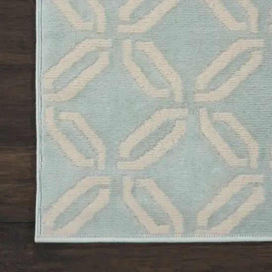 7' Beige and Green Trellis Runner Rug Photo 7