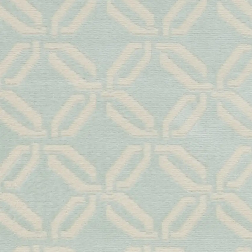 7' Beige and Green Trellis Runner Rug Photo 9