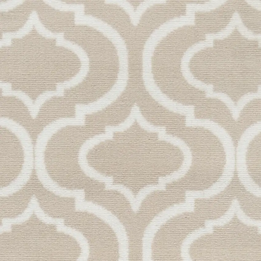 7' Beige and Ivory Trellis Runner Rug Photo 9