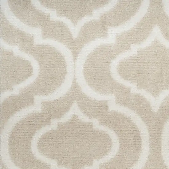 7' Beige and Ivory Trellis Runner Rug Photo 5