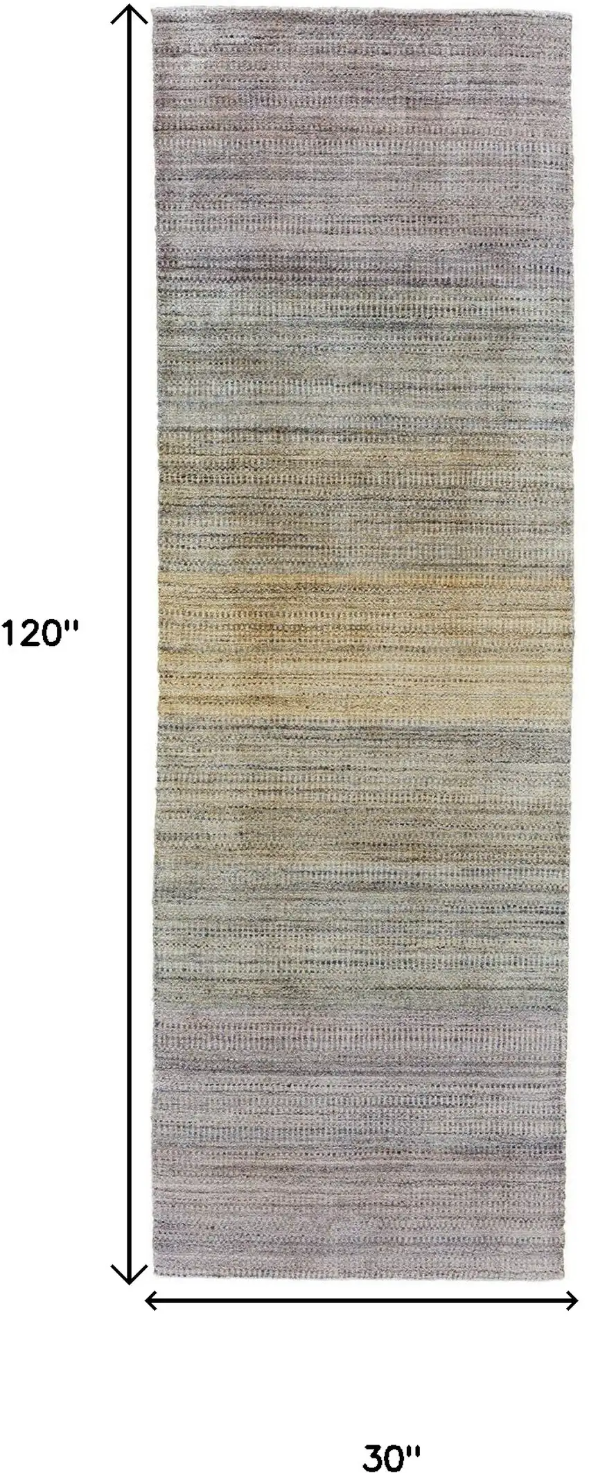 10' Beige and Purple Ombre Hand Woven Runner Rug Photo 3