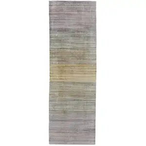 Photo of 10' Beige and Purple Ombre Hand Woven Runner Rug