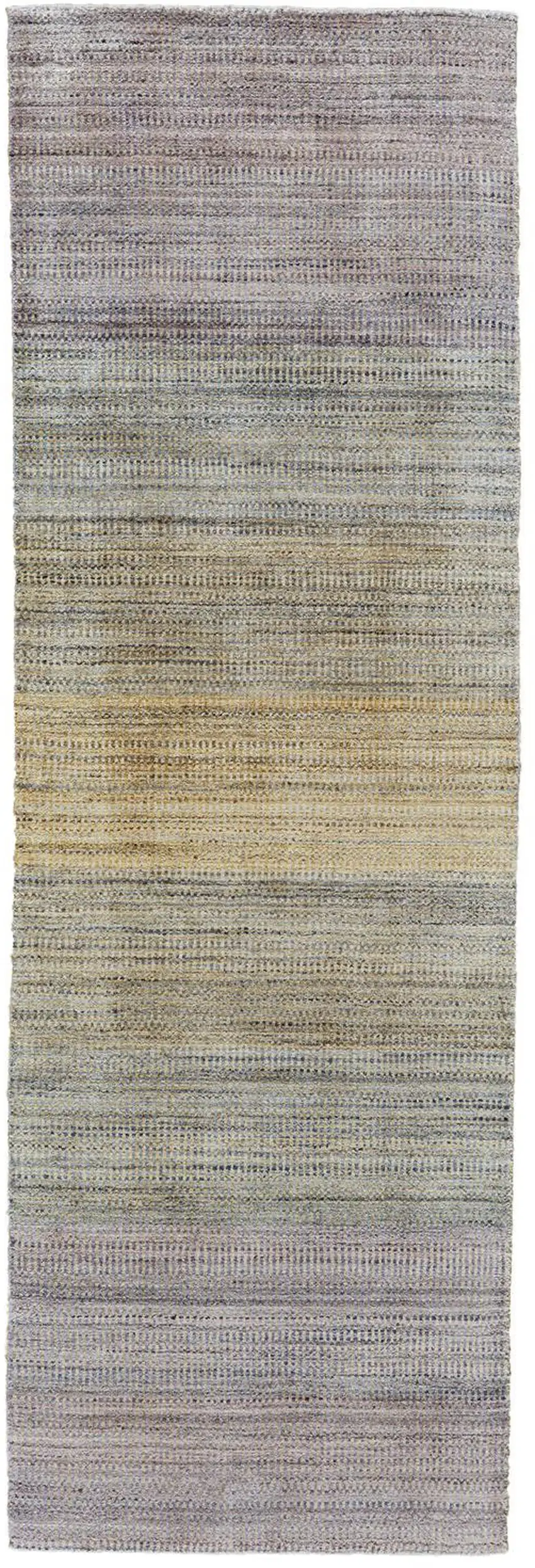 10' Beige and Purple Ombre Hand Woven Runner Rug Photo 2
