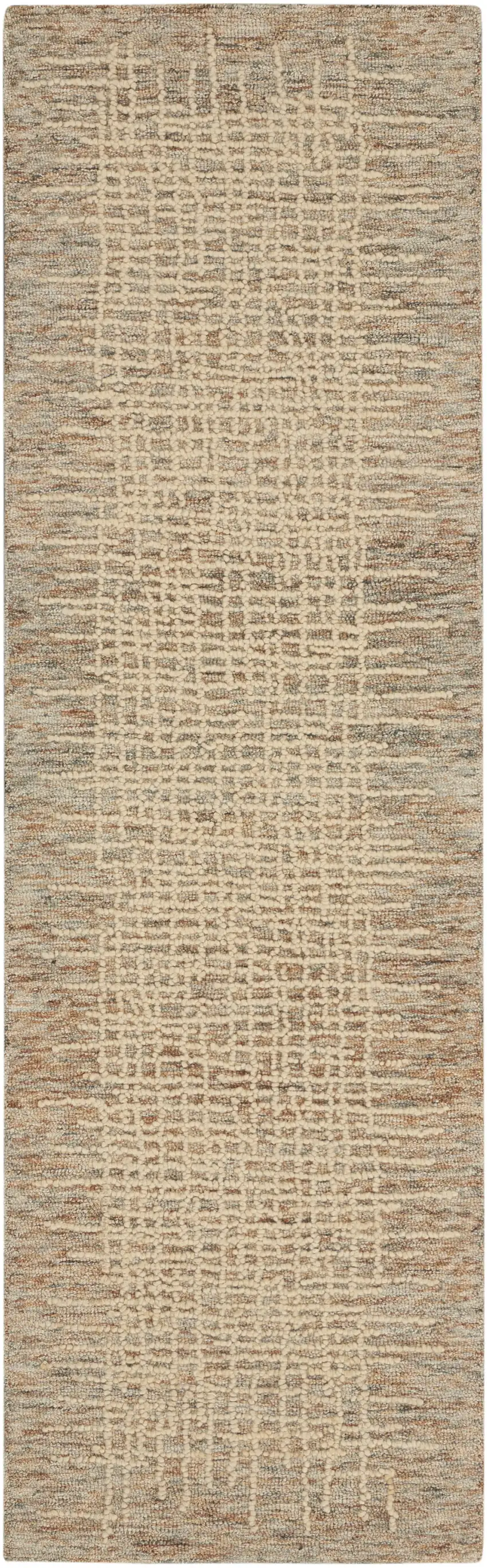 8' Beige and Tan Wool Abstract Runner Rug Photo 2
