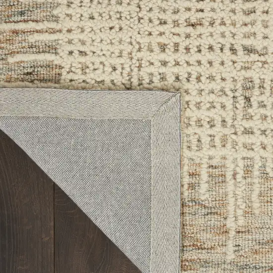 8' Beige and Tan Wool Abstract Runner Rug Photo 8