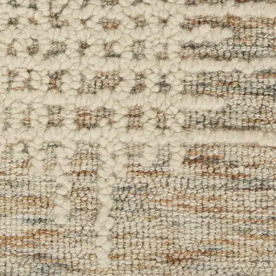 8' Beige and Tan Wool Abstract Runner Rug Photo 3
