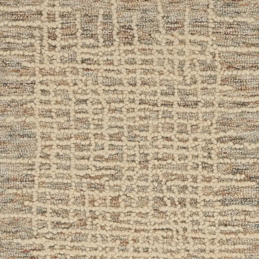 8' Beige and Tan Wool Abstract Runner Rug Photo 5