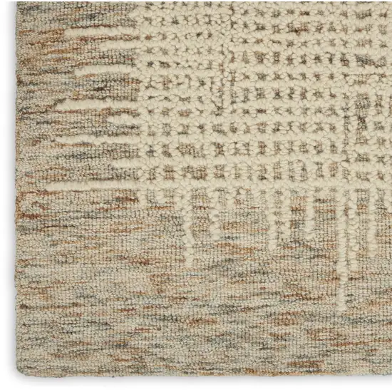 8' Beige and Tan Wool Abstract Runner Rug Photo 7