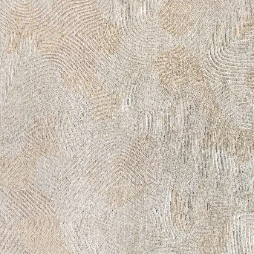 10' Beige and White Abstract Non Skid Area Rug Photo 5