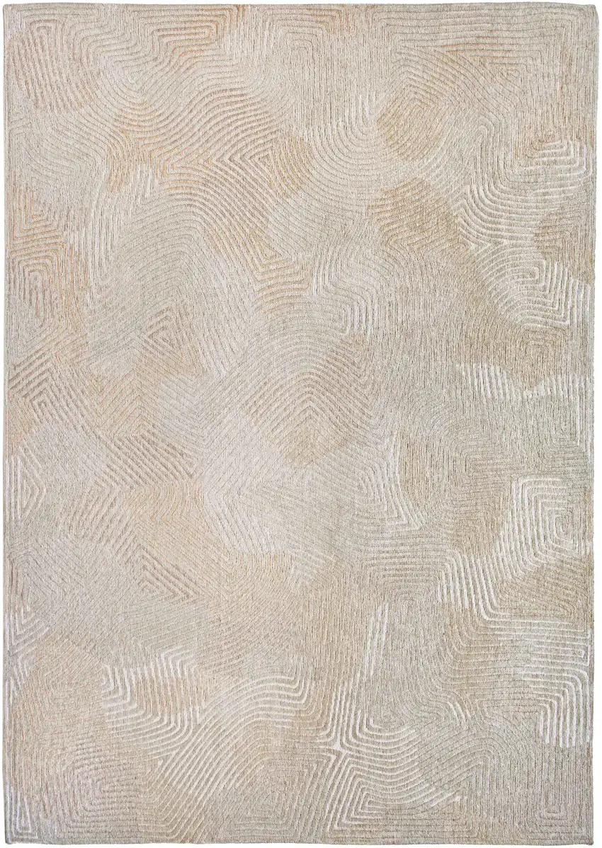 10' Beige and White Abstract Non Skid Area Rug Photo 2
