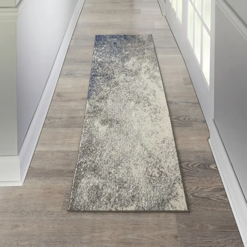 10' Black Abstract Power Loom Runner Rug Photo 4