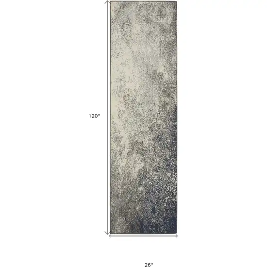 10' Black Abstract Power Loom Runner Rug Photo 5