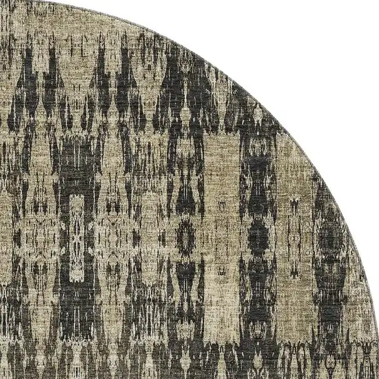 8' Black And Beige Moroccan Washable Round Rug With UV Protection Photo 3