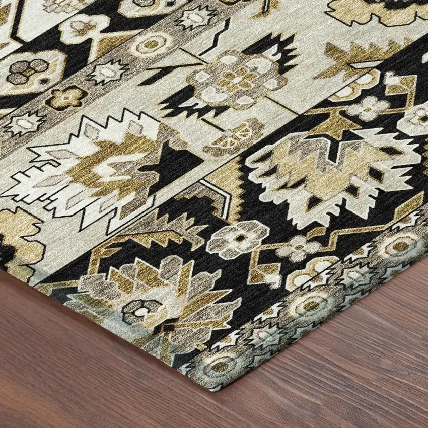 8' Black And Beige Round Cactus Washable Indoor Outdoor Area Rug Photo 4