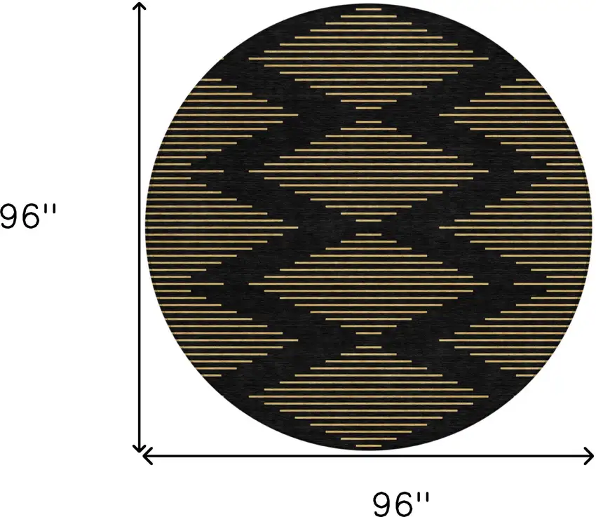 8' Black And Beige Round Geometric Washable Indoor Outdoor Area Rug Photo 3