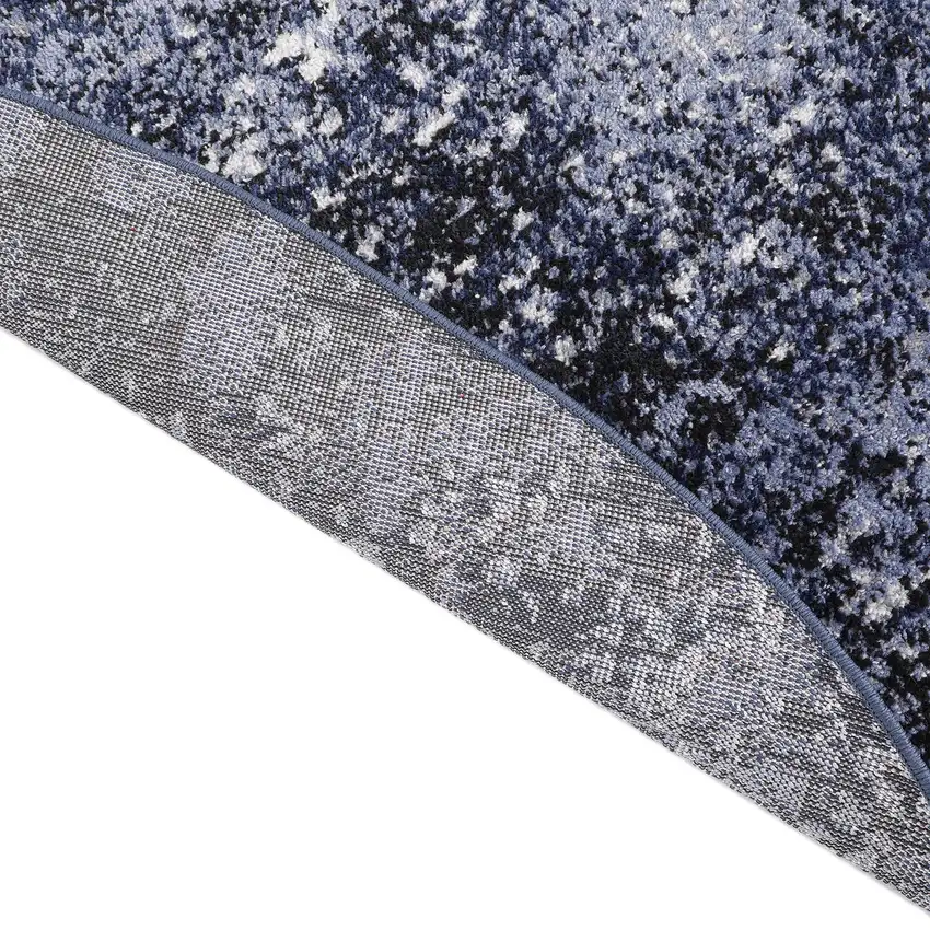 5' Black And Blue Abstract Round Rug Photo 7