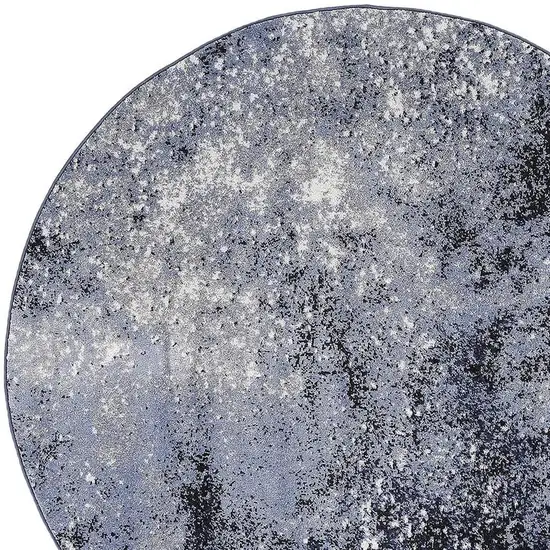 5' Black And Blue Abstract Round Rug Photo 4