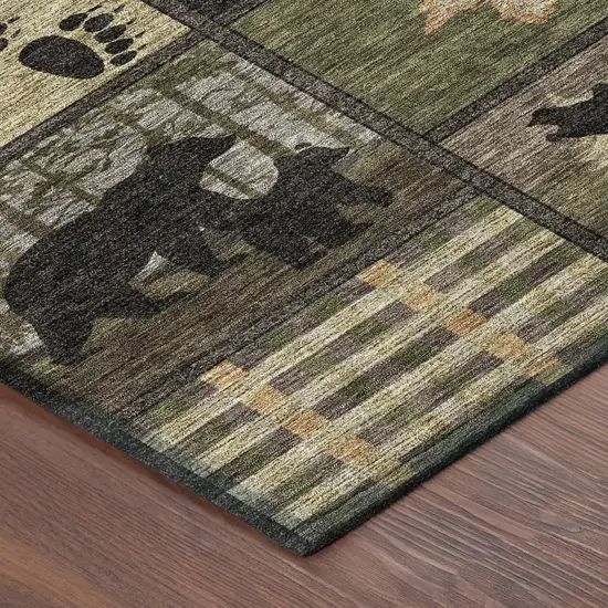 8' Black And Brown Round Bear Washable Indoor Outdoor Area Rug Photo 6