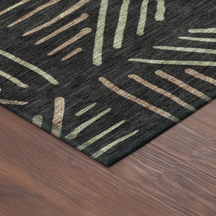 8' Black And Copper Round Geometric Washable Indoor Outdoor Area Rug Photo 8