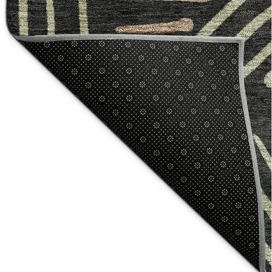 8' Black And Copper Round Geometric Washable Indoor Outdoor Area Rug Photo 7