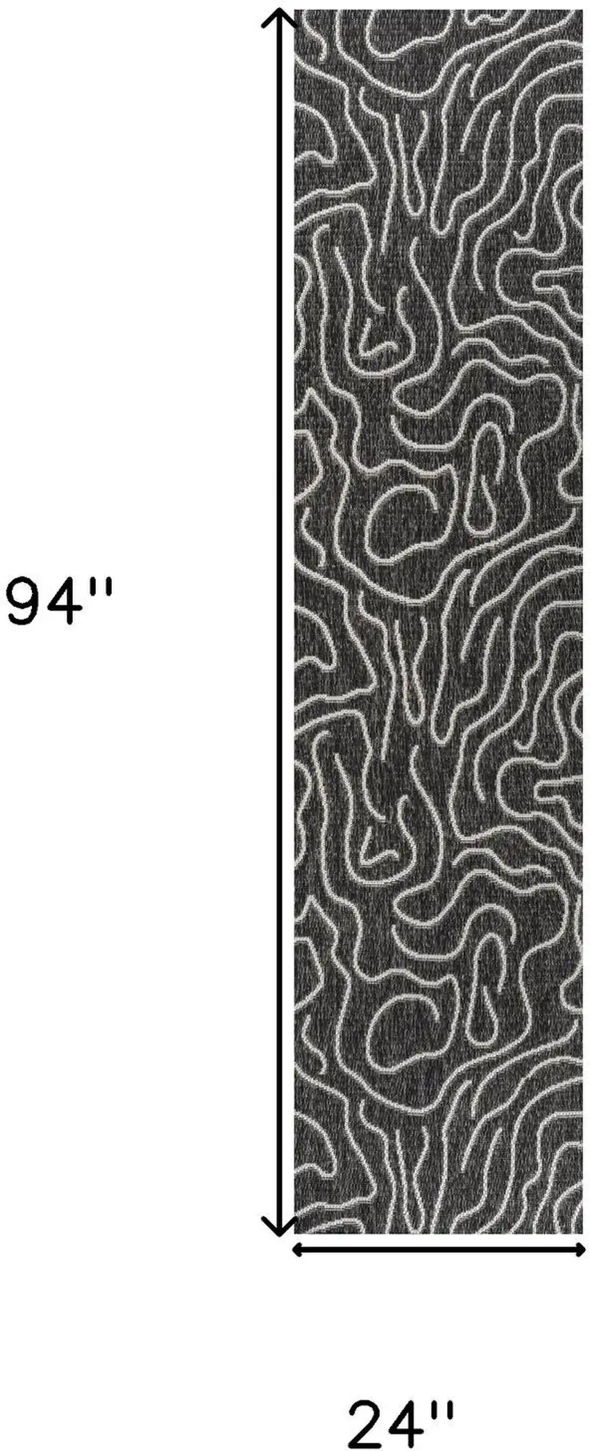 8' Black And Cream Abstract Indoor Outdoor Runner Rug Photo 9