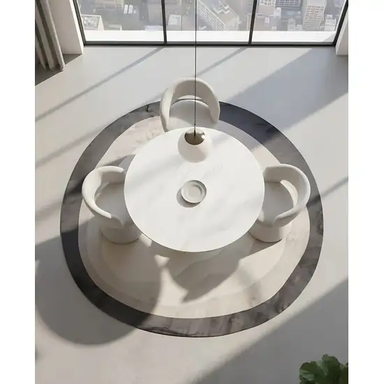 7' Black And Cream Abstract Round Rug Photo 1