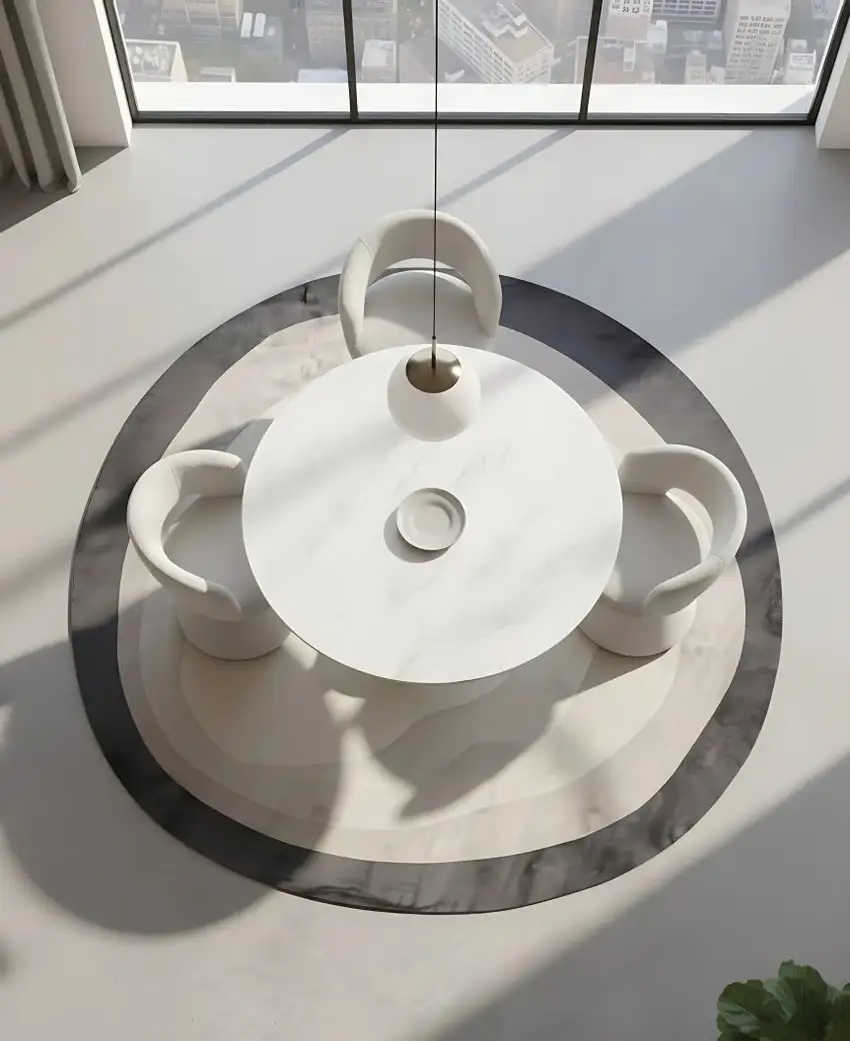 7' Black And Cream Abstract Round Rug Photo 1