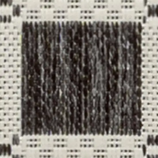 8' Black And Cream Geometric Indoor Outdoor Runner Rug Photo 3