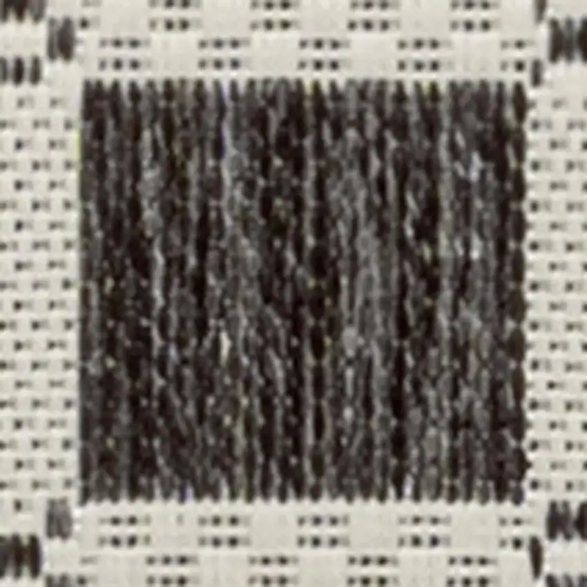 8' Black And Cream Geometric Indoor Outdoor Runner Rug Photo 3