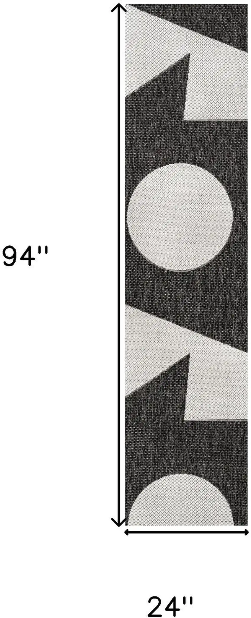 8' Black And Cream Geometric Indoor Outdoor Runner Rug Photo 9