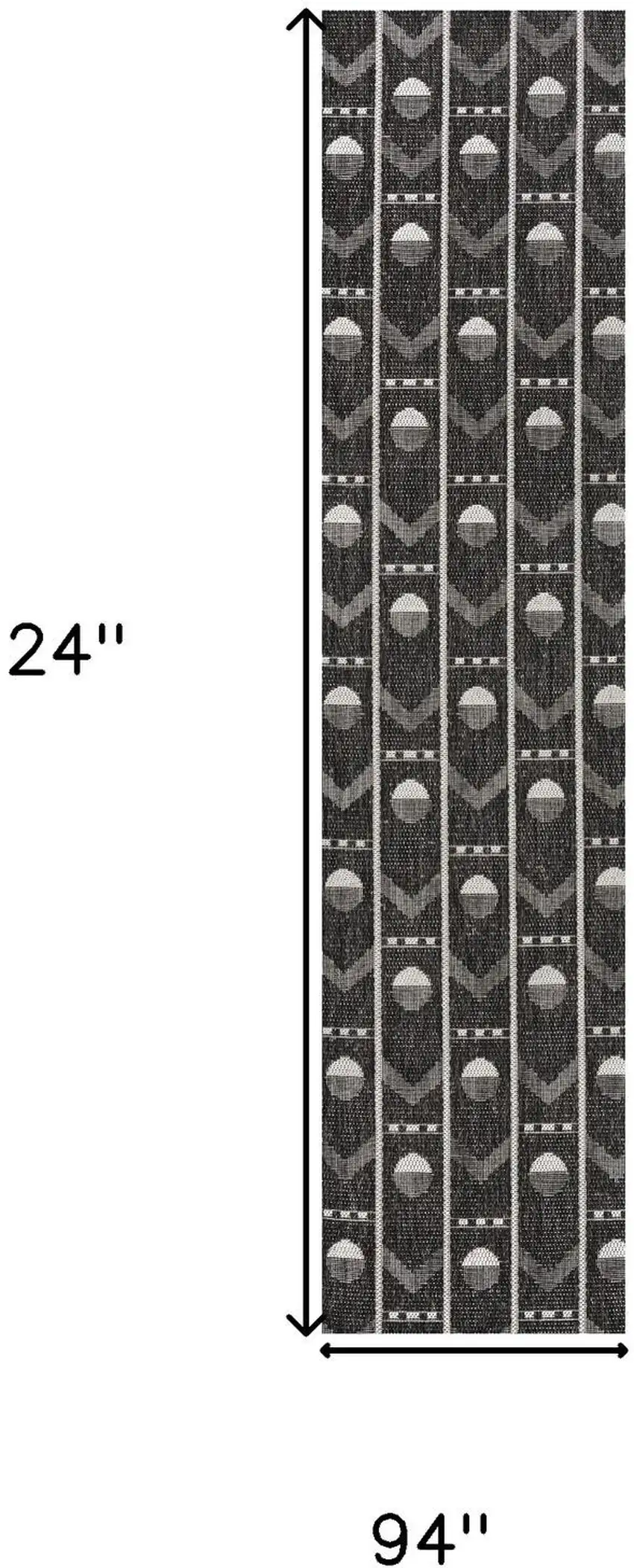 8' Black And Cream Geometric Indoor Outdoor Runner Rug Photo 7