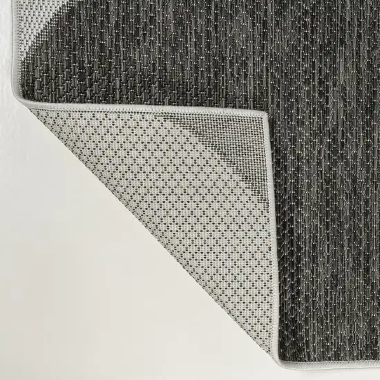 8' Black And Cream Geometric Indoor Outdoor Runner Rug Photo 6