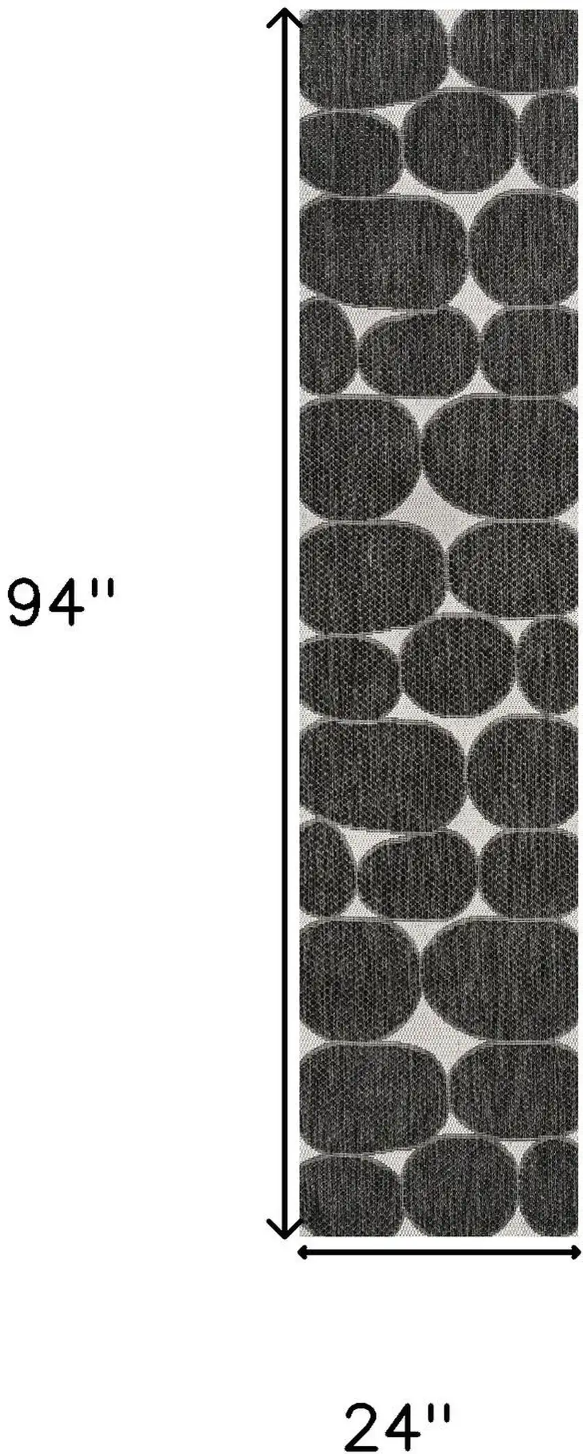 8' Black And Cream Geometric Indoor Outdoor Runner Rug Photo 9