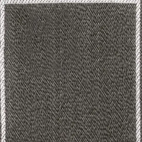 8' Black And Cream Indoor Outdoor Runner Rug Photo 2