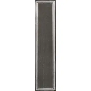 Photo of 8' Black And Cream Indoor Outdoor Runner Rug