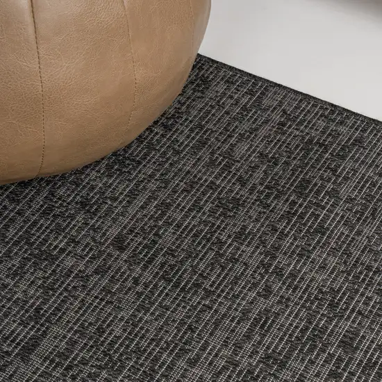 8' Black And Cream Indoor Outdoor Runner Rug Photo 8