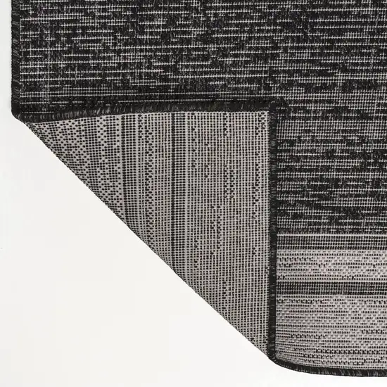 8' Black And Cream Indoor Outdoor Runner Rug Photo 9