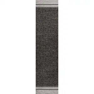 Photo of 8' Black And Cream Indoor Outdoor Runner Rug