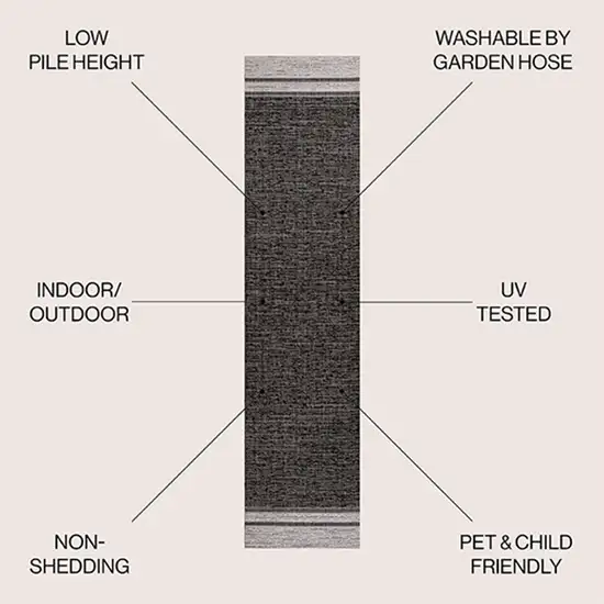 8' Black And Cream Indoor Outdoor Runner Rug Photo 9