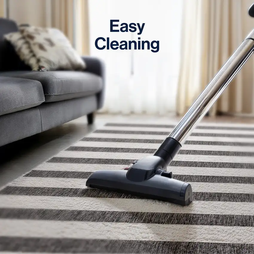 9' Black And Cream Round Striped Indoor Outdoor Area Rug Photo 6