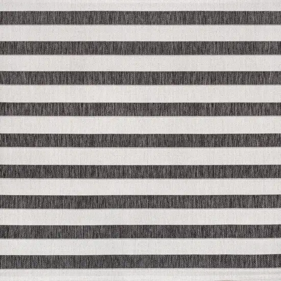 6' Black And Cream Square Striped Indoor Outdoor Area Rug Photo 1