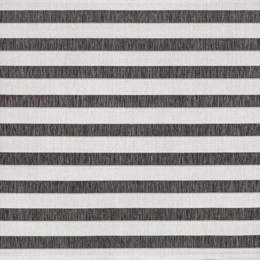 6' Black And Cream Square Striped Indoor Outdoor Area Rug Photo 1
