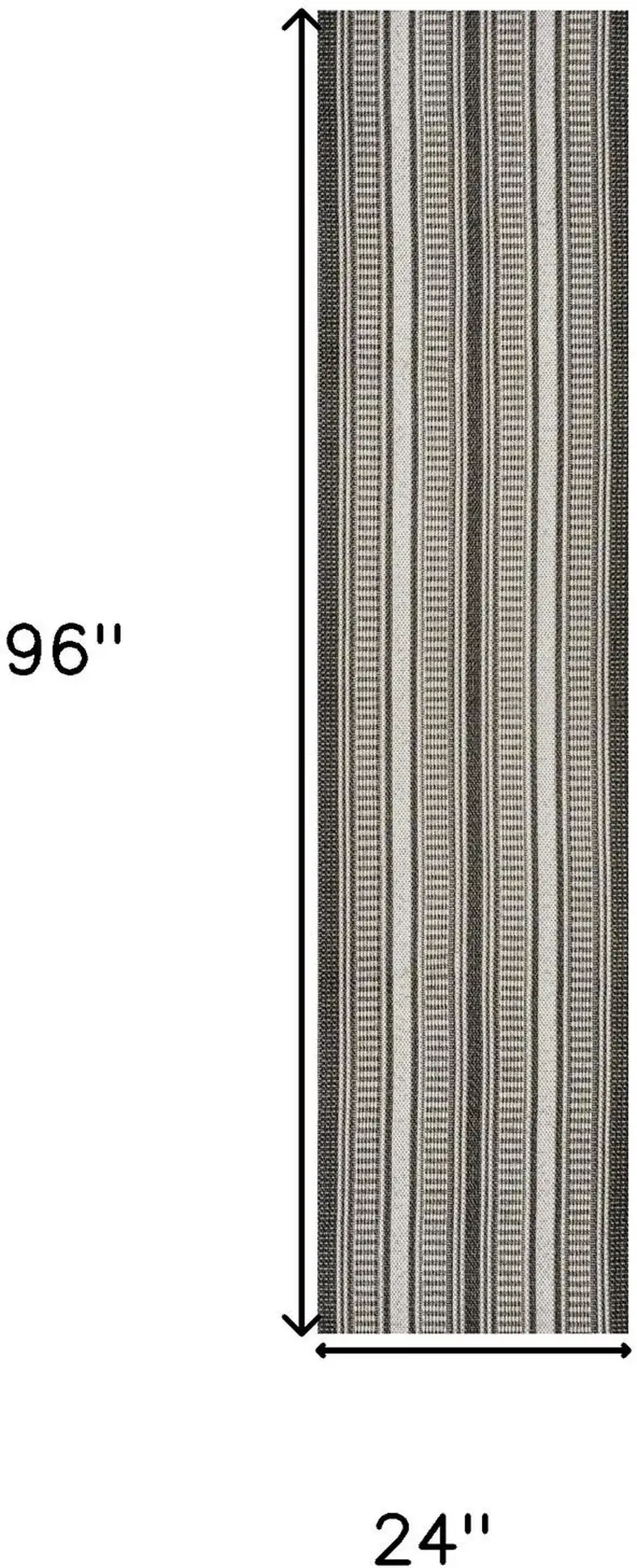 8' Black And Cream Striped Indoor Outdoor Runner Rug Photo 7
