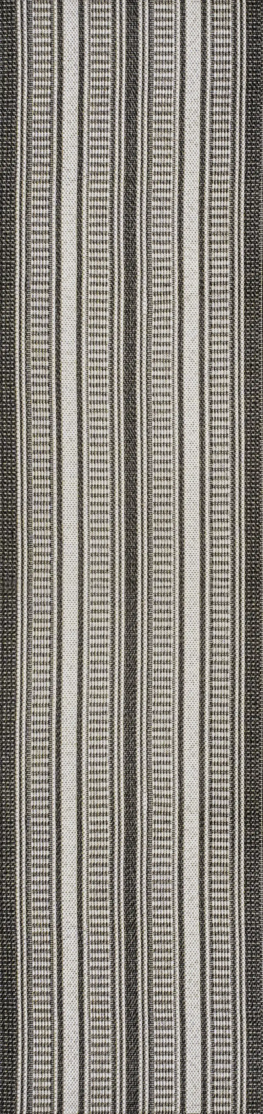 8' Black And Cream Striped Indoor Outdoor Runner Rug Photo 2
